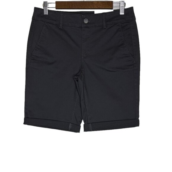 Loft‎ Outlet NWT Dark Grey/Charcoal Mid Rise Roll Up Bermuda Shorts Size 6 - Picture 1 of 11